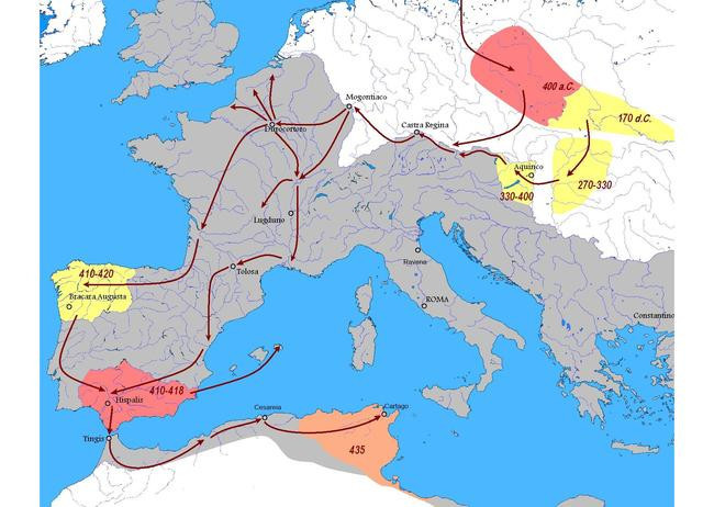 Карта расселения германских племен