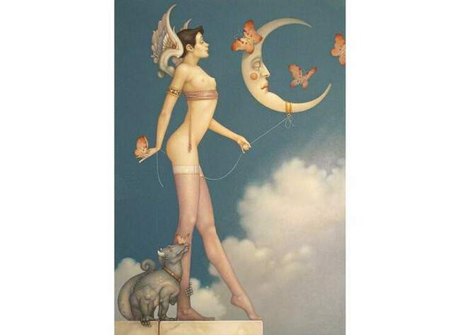 Луна и бабочки Майкл Паркес Живопись, XX век.