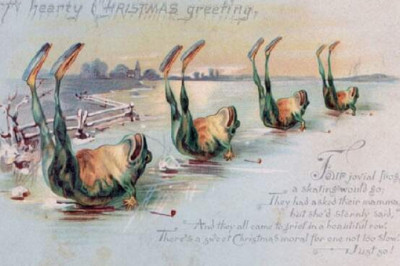 Необычные изображения животных и младенцы в мешках: как выглядели первые рождественские открытки