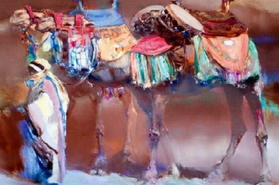 «Шелковый путь» Валерия Блохина: экспрессивные восточные мотивы на мастихиновых картинах, нарисованных пальцами и валиком